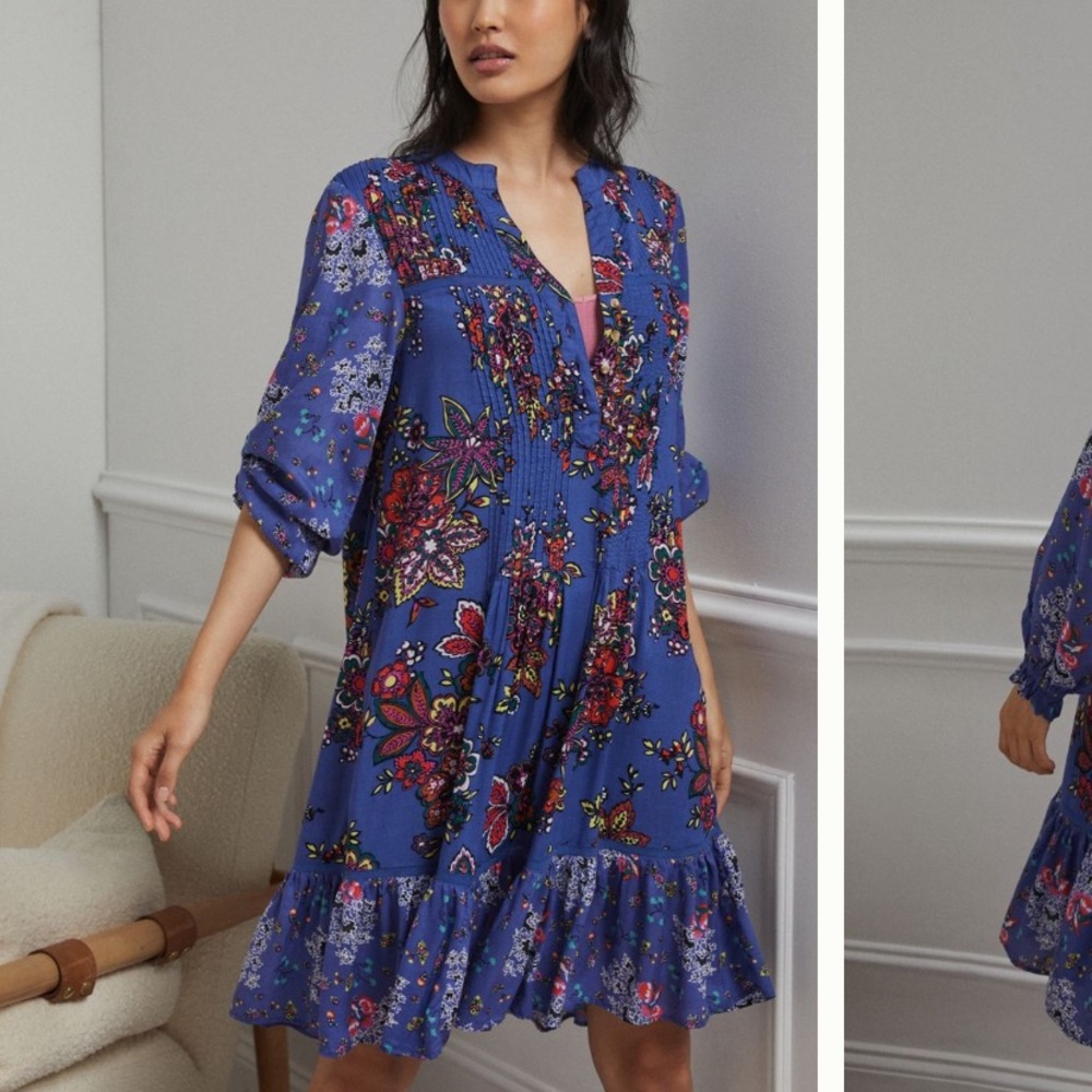 Anthropologie Diana Pintucked Tunic Dress- S